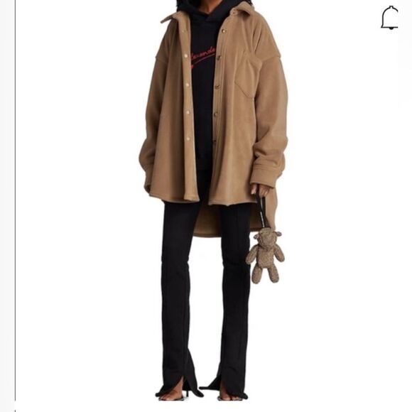 Alexander wang women’s small mid length fleece shacket teddy brown flag tag - Picture 3 of 14